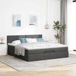 vidaXL Lit ottoman avec matelas et LED Gris foncé 180x200 cm tissu