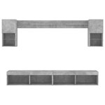 vidaXL Unités murales TV avec LED 6 Pièces gris béton bois d'ingénierie