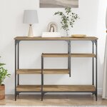 Table console vidaXL en chêne artisanal 100x35x75 cm en bois d'ingénierie et acier