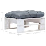 vidaXL Repose-pied palette de jardin avec coussin gris Blanc Bois