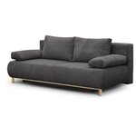Banquette convertible 3 places MIKA - Velours côtelé gris foncé - Coffre de rangement - 192 x 84 x 93 cm