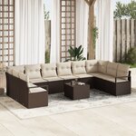 Ensemble de canapé de jardin de 10 pièces avec coussins gris en rotin synthétique