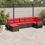 vidaXL Salon de jardin avec coussins 7 Pièces marron résine tressée