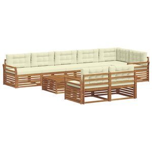 vidaXL Ensemble de canapés d'extérieur 9 pc Naturel et Crème