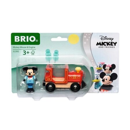 DISNEY Brio Mickey Mouse & Locomotive - Train sans pile pour circuit de train en bois - Ravensburger - Des 3 ans - 32282