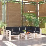 Vidaxl salon de jardin palette 7 pièces avec coussins bois de pin