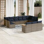vidaXL Salon de jardin avec coussins 13 Pièces gris résine tressée