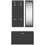 vidaXL Ensemble d'armoires à chaussures 3-en-1 Noir Bois d'ingénierie