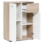 Meuble de rangement Petit Buffet - Blanc mat et chêne Sonoma - Classique - 60 cm