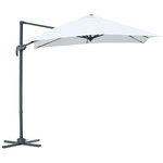 Parasol déporté carré inclinable manivelle avec pied en acier dim. 2 45L x 2 45l x 2 48H m alu. polyester haute densité crème