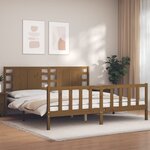 vidaXL Cadre de lit sans matelas marron miel 200x200cm bois pin massif