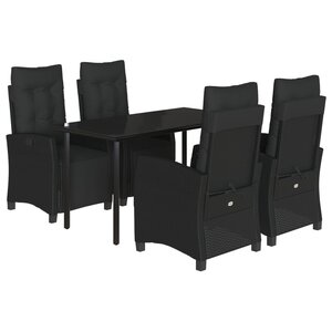 vidaXL Ensemble à manger de jardin coussins 5Pièces Noir Résine tressée