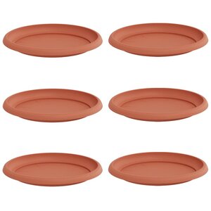 vidaXL Plateau à fleurs rond 6 pc Rouge brique Ø 23 5 x 2 5 cm