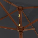 vidaXL Parasol de jardin avec mât en bois noir 198x198x231 cm