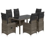 vidaXL Ensemble de bistro de jardin 7 Pièces coussins gris poly rotin