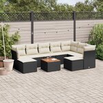 vidaXL Salon de jardin 10 Pièces avec coussins noir résine tressée