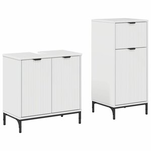 vidaXL Ensemble de mobilier de salle de bain 2 Pièces Blanc brillant
