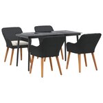 vidaXL Ensemble de salle à manger pour jardin 5 Pièces Noir polyrotin