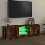 vidaXL Meuble TV avec lumières LED chêne fumé 120x30x36 cm