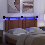 vidaXL Tête de lit suspendue Avec lumière LED Marron PU antique