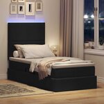 vidaXL Lit de rangement LED avec matelas Noir 90 x 200 cm Tissu