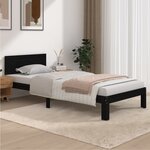 vidaXL Cadre de lit Noir Bois de pin massif 90x200 cm