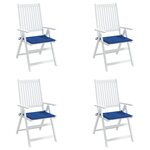 vidaXL Coussins de chaise de jardin lot de 4 bleu royal 40x40x4 cm