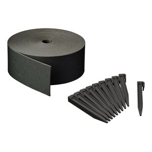 Nature Ensemble de bordure de jardin H7 5 cm x 10 m avec piquet noir