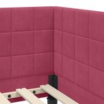 vidaXL Cadre de lit d'angle Rouge bordeaux 90 x 190 cm Velours