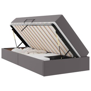 vidaXL Lit avec rangement et matelas avec matelas 2 Pièces Gris Cuir
