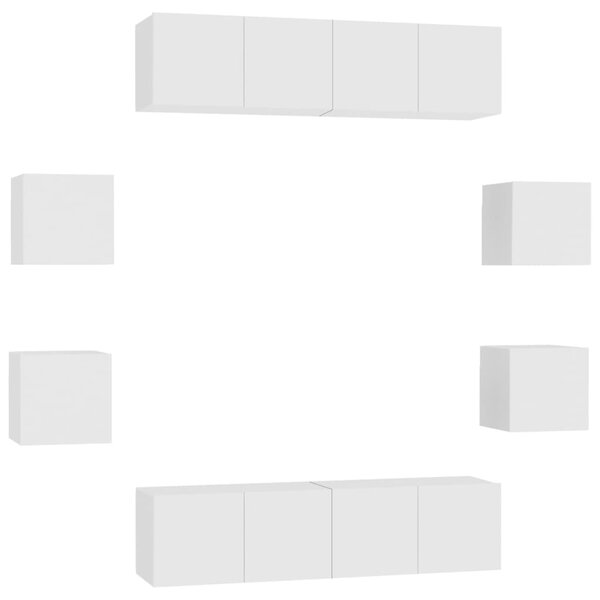 vidaXL Ensemble de meubles TV 8 Pièces Blanc Bois d'ingénierie