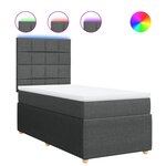 vidaXL Sommier à lattes de lit avec matelas Gris foncé 100x200cm Tissu