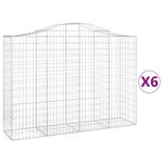 vidaXL Paniers à gabions arqués 6 Pièces 200x50x140/160 cm Fer galvanisé
