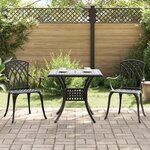 Set de Bistro de Jardin 3 Pièces Noir en Aluminium Fonte de vidaXL