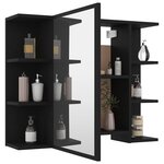 vidaXL Armoire à miroir de salle de bain Noir Bois d’ingénierie