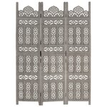vidaXL Cloison de séparation 3 panneaux Gris 120x165 cm Bois manguier