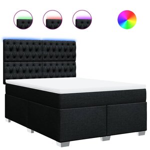 vidaXL Sommier à lattes de lit avec matelas Noir 140x200 cm Tissu