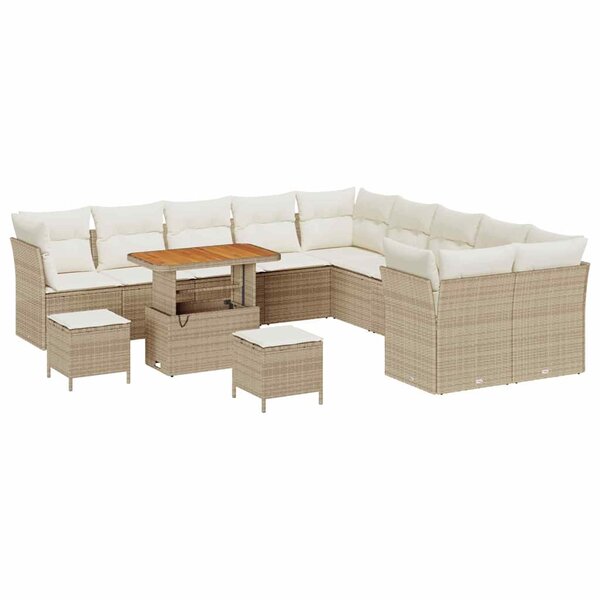 vidaXL Ensemble de canapé de jardin avec coussin 13 Pièces beige et crème
