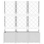 vidaXL Bac à fleurs avec Treillis 3 Pièces Blanc 120 x 40 x 143 cm PP
