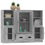 vidaXL Buffets 3 Pièces gris béton bois d'ingénierie