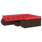 vidaXL Salon de jardin et coussins 11 Pièces marron résine tressée