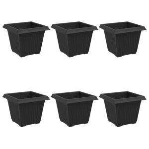 vidaXL Pot de Fleurs Carré 6 Pièces Noir 20 x 20 x 16 cm Plastique