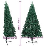 vidaXL Sapin de Noël artificiel moitié avec support vert 210 cm PVC