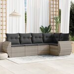 vidaXL Salon de jardin 5 Pièces avec coussins gris clair résine tressée