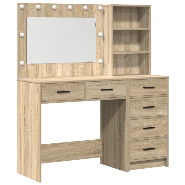 vidaXL Ensemble de 2 Tables de Maquillage avec LED en Bois d'Ingénierie Chêne Sonoma