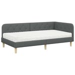 vidaXL Cadre de lit d'angle avec matelas Gris foncé 90 x 200 cm tissu