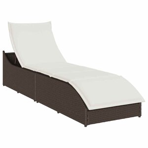 vidaXL Chaise longue pliante coussin rangement marron résine tressée