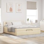 vidaXL Lit ottoman avec matelas et LED crème 180x200cm tissu