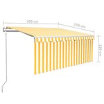 vidaXL Auvent rétractable automatique avec store 3x2 5m Jaune et blanc
