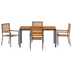 Ensemble de Salle à Manger de Jardin 5 Pièces en Poly Rattan Gris Acacia vidaXL